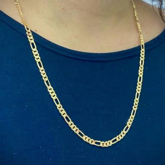 14K Solid Gold Filled Figaro Chain Necklace for Mens and Womens Inches 4mm - Picture 9 of 10